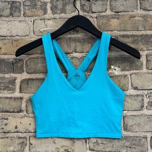 ALO Yoga The real bra tank size medium Teal Cross-Back Top